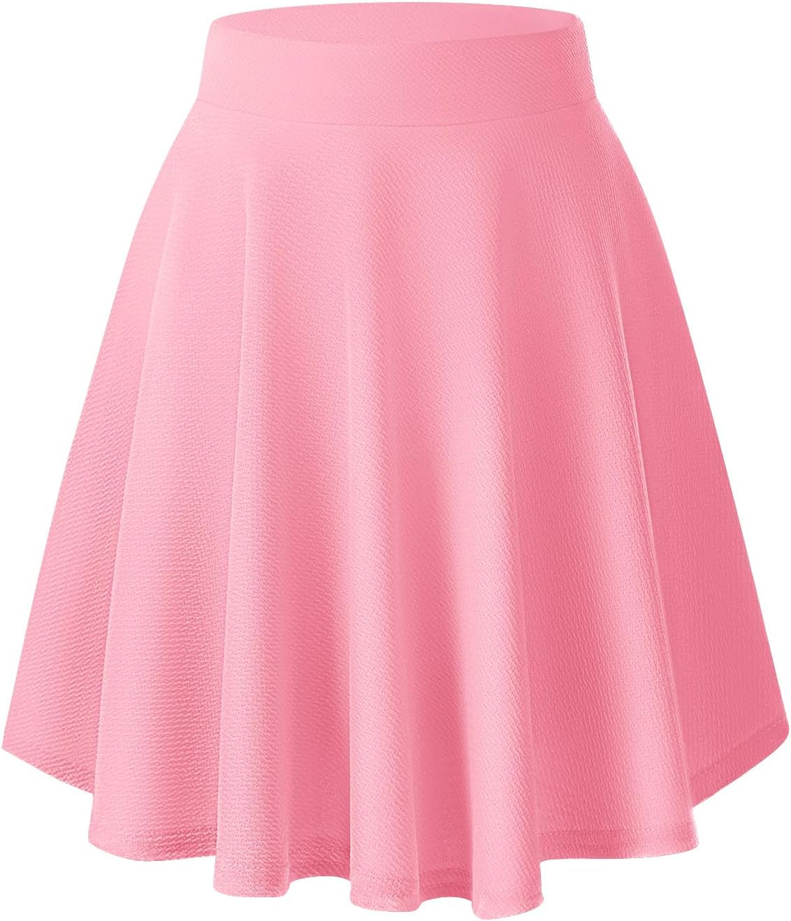 Urban Coco Women'S Basic Midi Skirt Versatile Stretchy Flared Casual High Waisted Skirt(X-Large, Pink-Long)