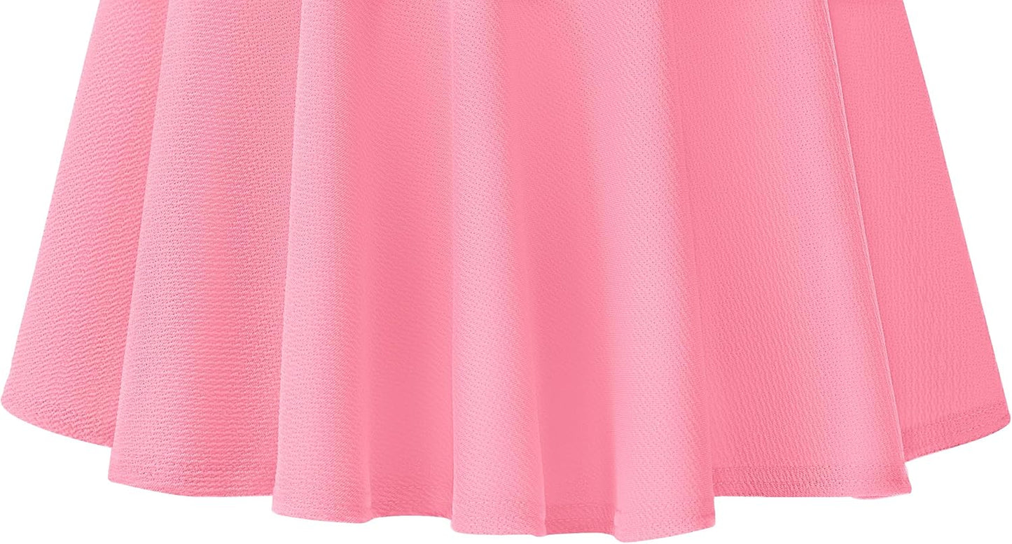 Urban Coco Women'S Basic Midi Skirt Versatile Stretchy Flared Casual High Waisted Skirt(X-Large, Pink-Long)